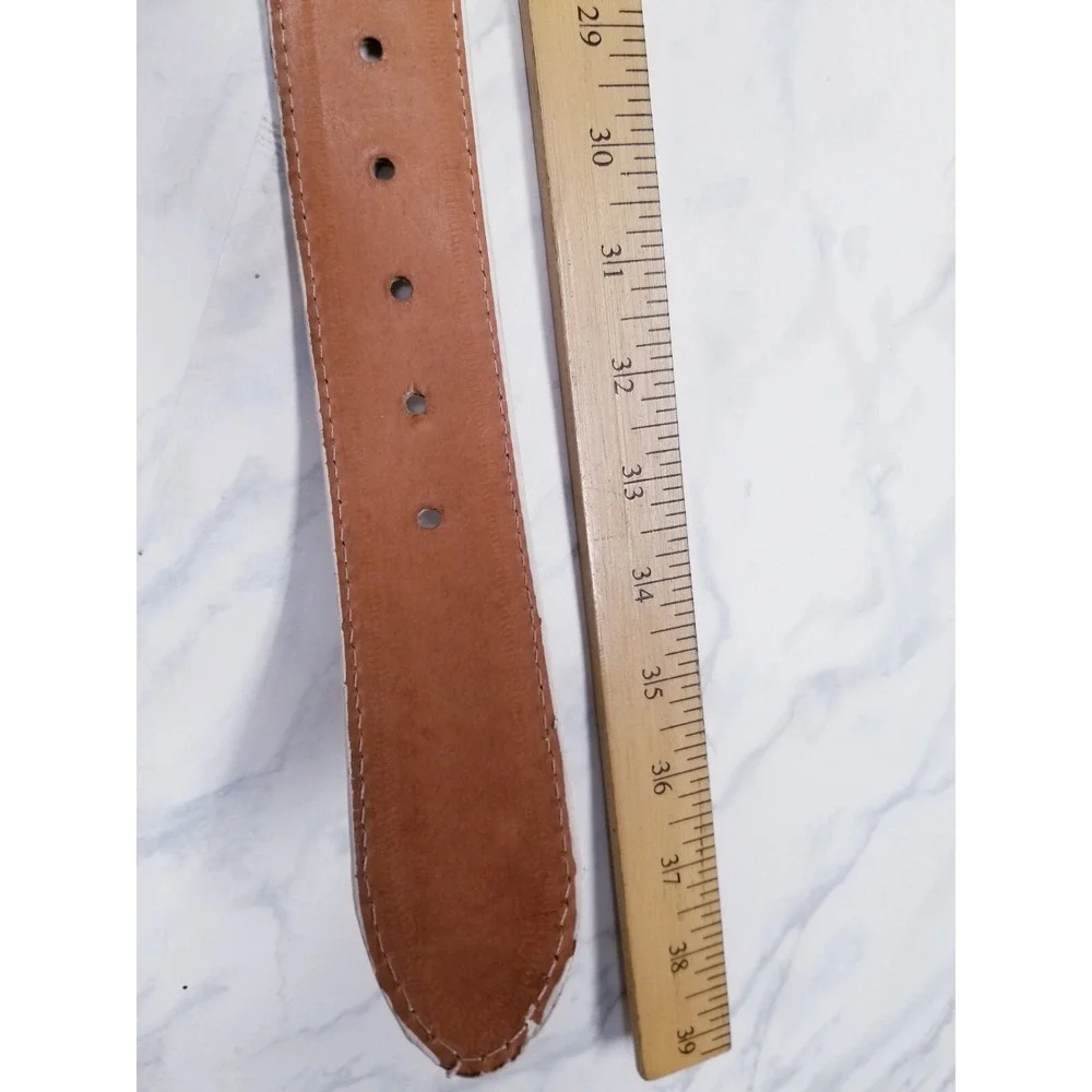 El General western wear Belt White Leather sparkling glitter southwestern sz 34‎